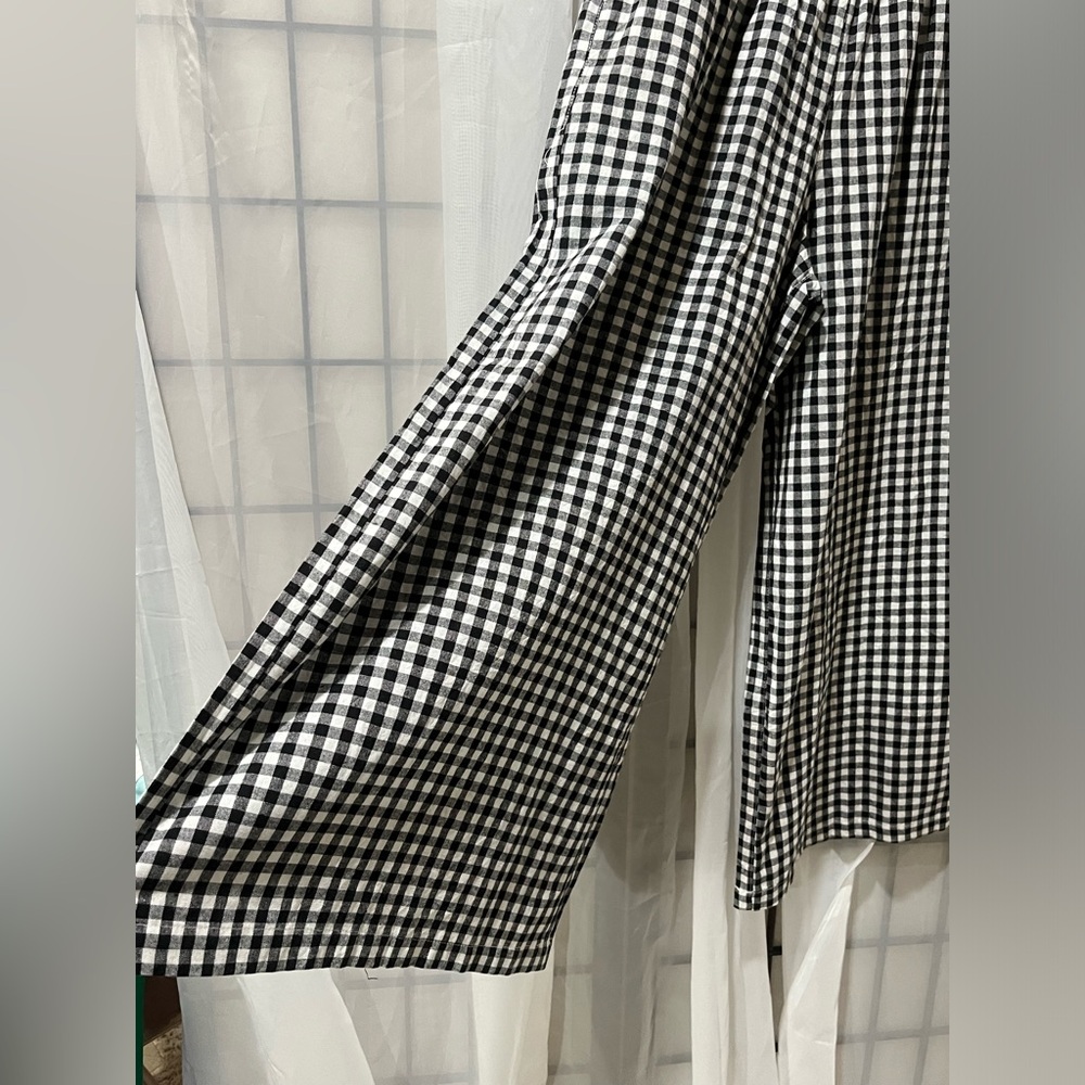 LOMON Black & White Gingham PLAID Wide Leg BOXER Pants WOMEN S - Picture 7 of 10
